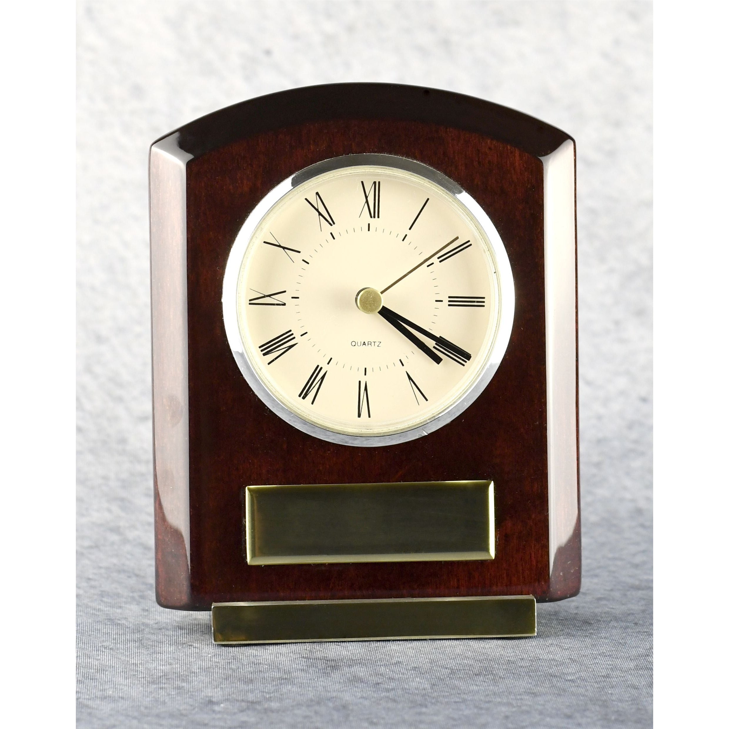 Piano Wood Arched Brass Clock